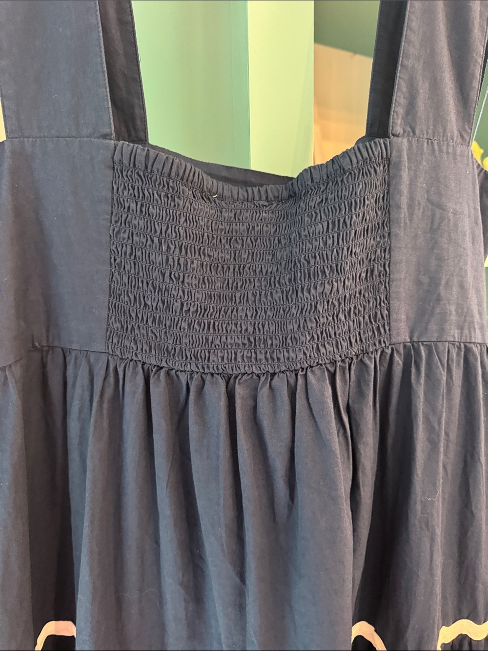 Nicoles Closer Ladies Navy Tiered Sundress with White Trim Large NWT - Picture 7 of 8